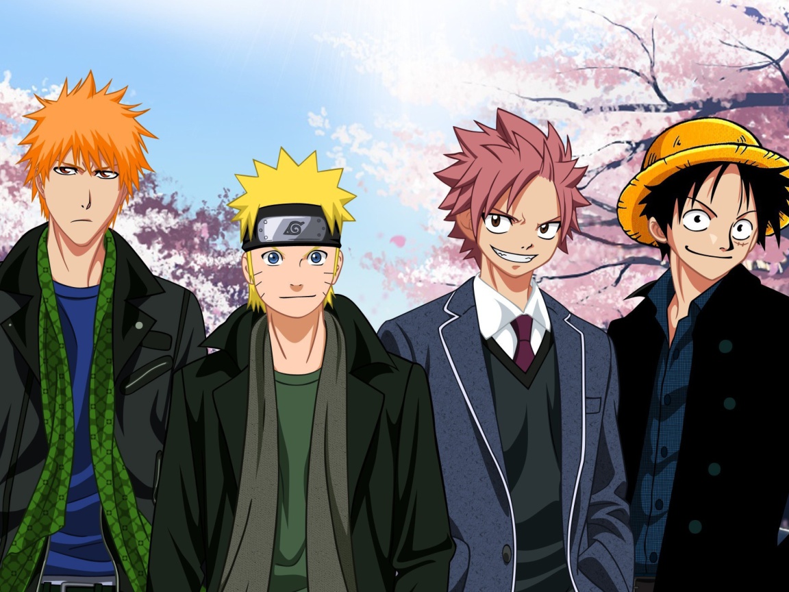 Ichigo Kurosaki, Naruto Uzumaki, Natsu Dragneel, Luffy screenshot #1 1152x864