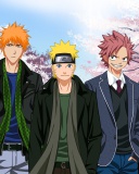 Fondo de pantalla Ichigo Kurosaki, Naruto Uzumaki, Natsu Dragneel, Luffy 128x160