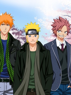 Fondo de pantalla Ichigo Kurosaki, Naruto Uzumaki, Natsu Dragneel, Luffy 240x320