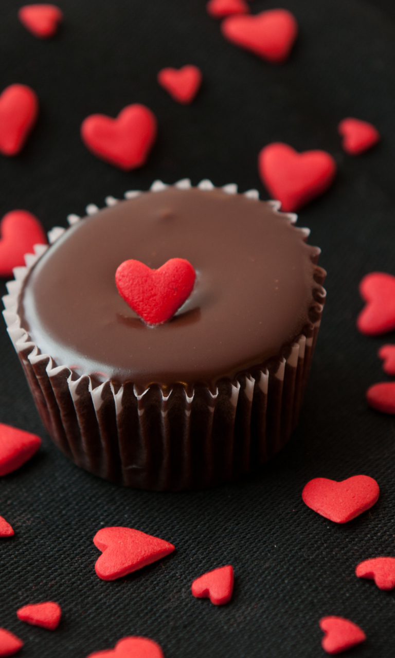 Chocolate Cupcake With Red Heart wallpaper 768x1280