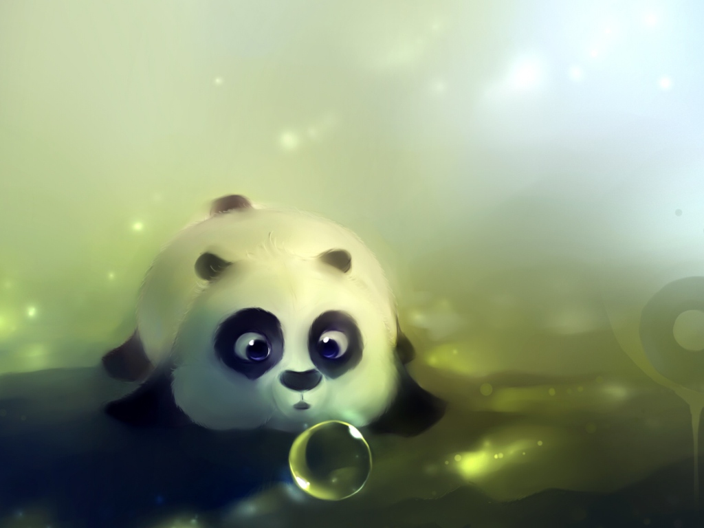 Fondo de pantalla Panda And Bubbles 1024x768