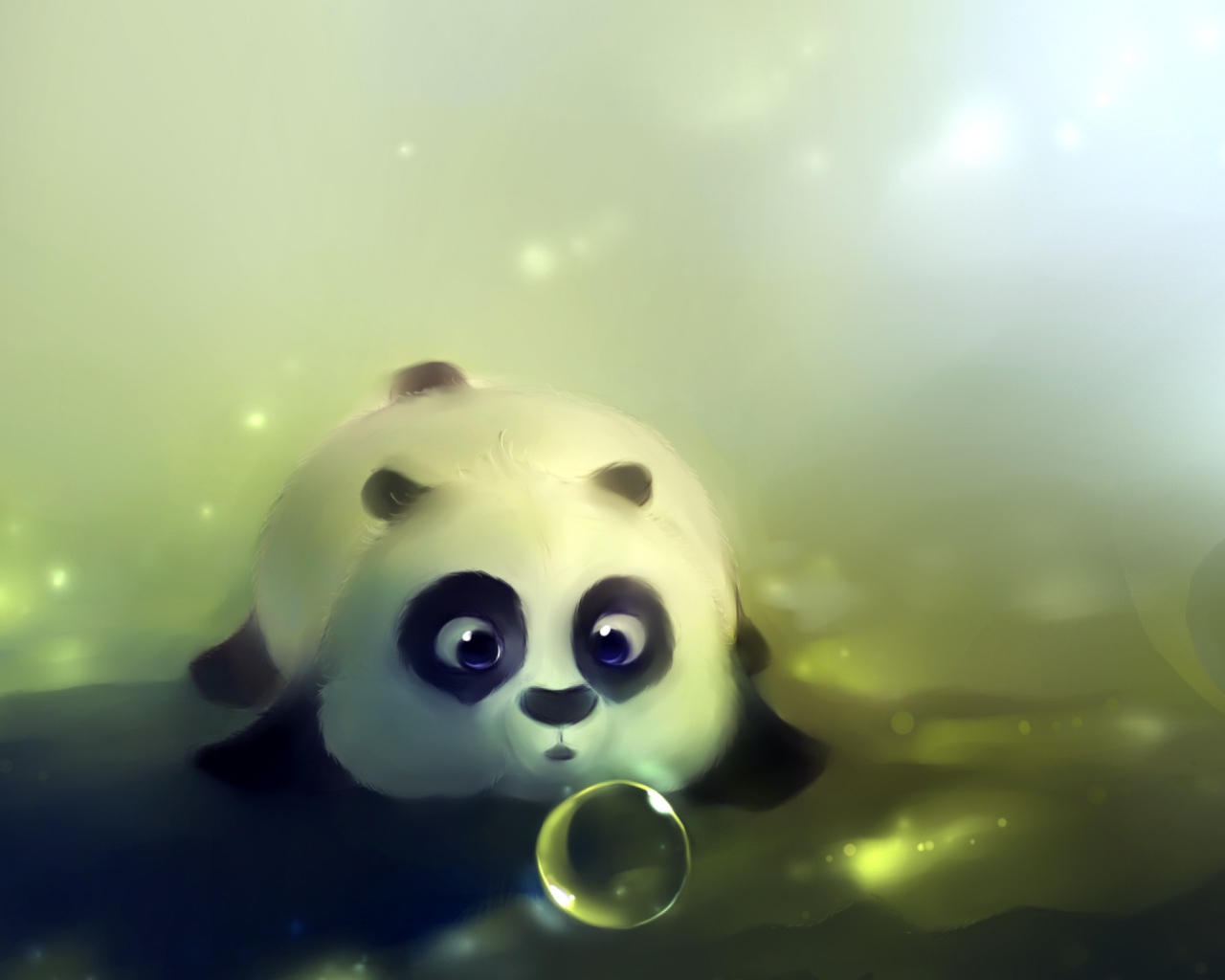 Fondo de pantalla Panda And Bubbles 1280x1024