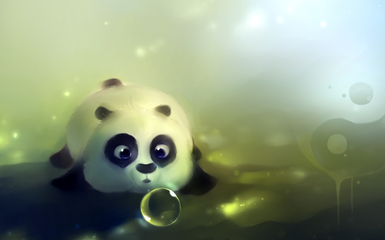 Das Panda And Bubbles Wallpaper 1280x800