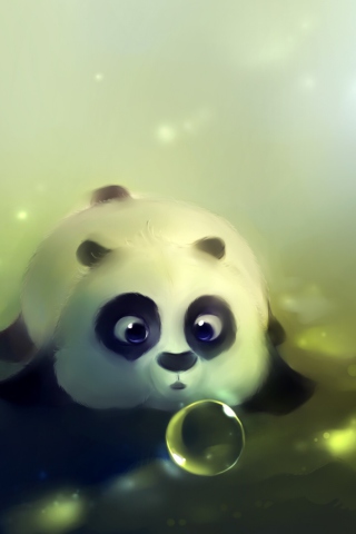 Обои Panda And Bubbles 320x480