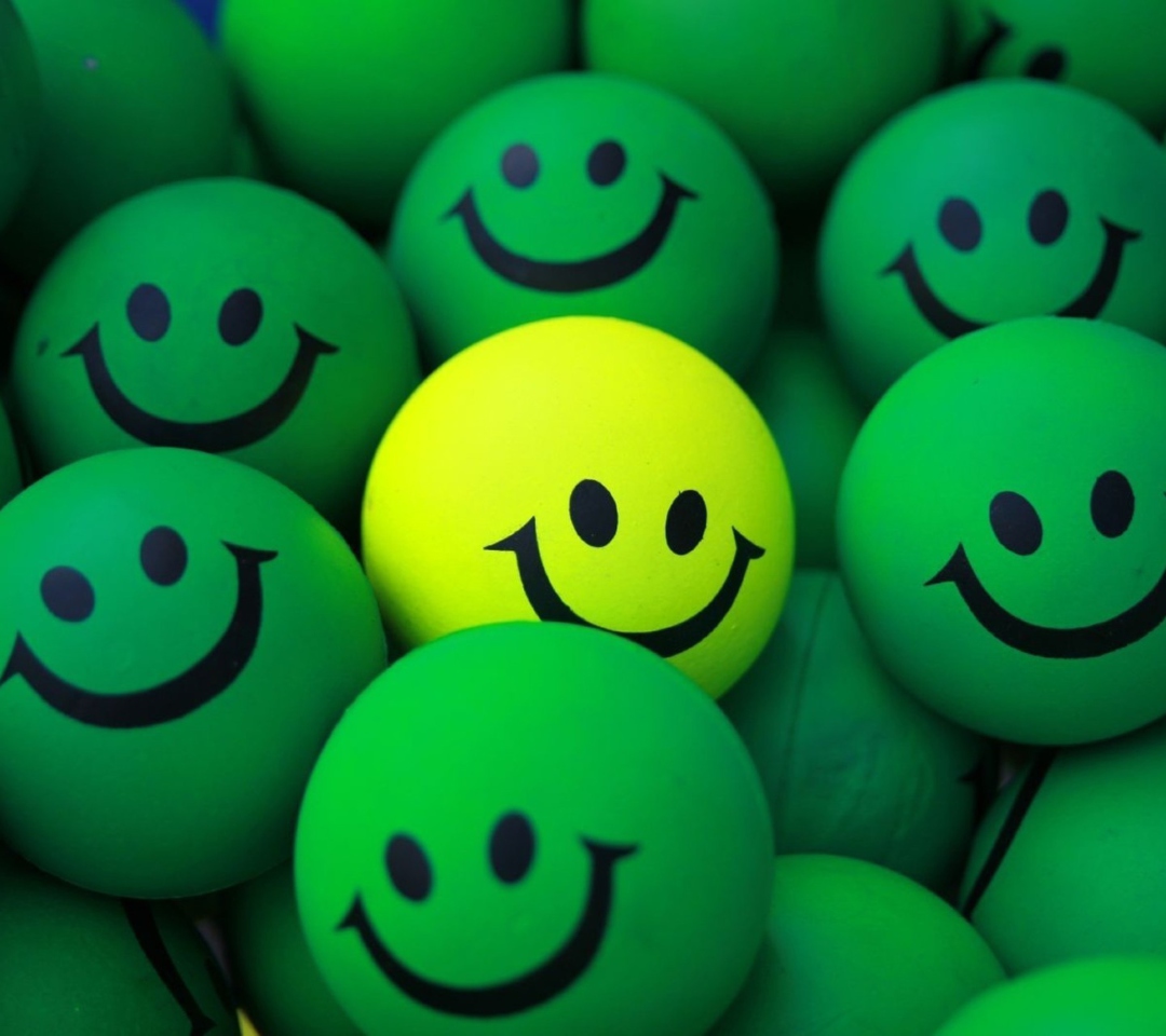 Smiley Green Balls wallpaper 1080x960