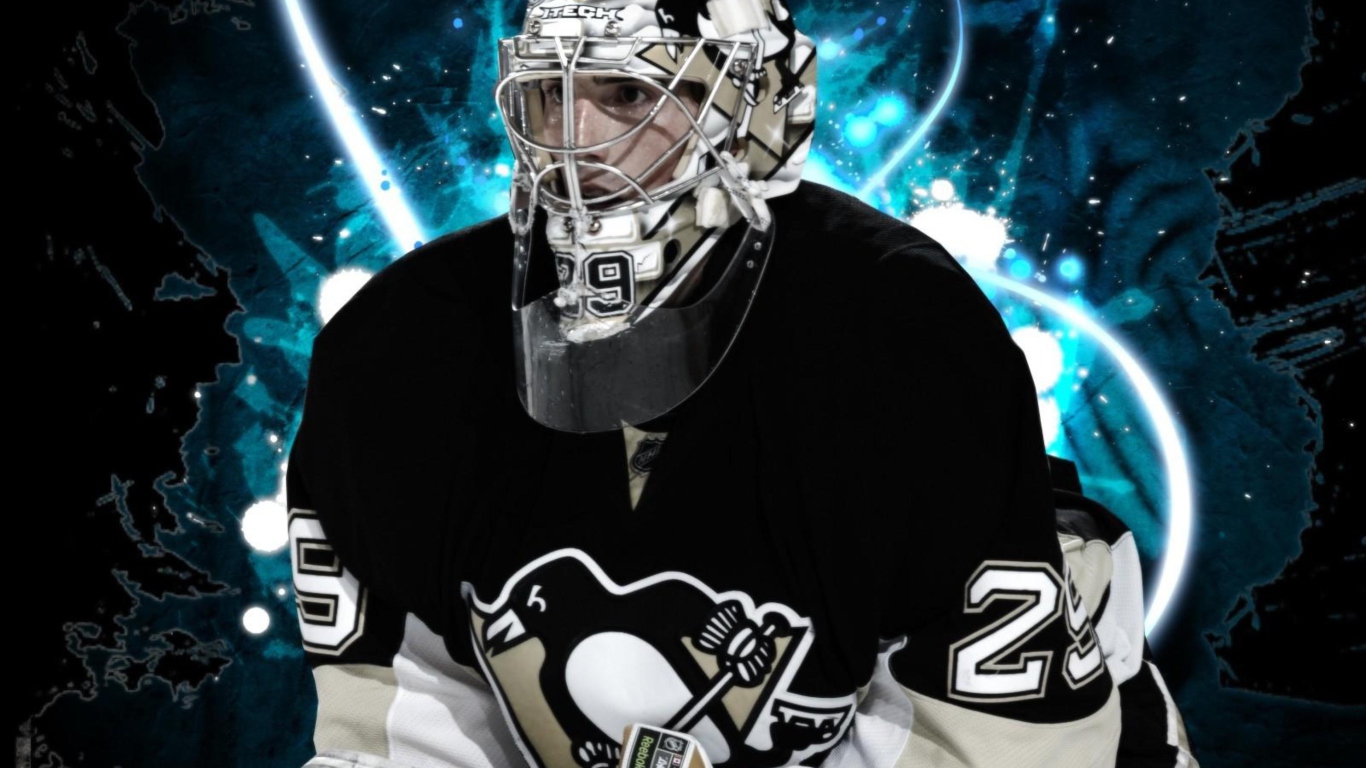 Обои Pittsburgh Penguins Marc Andre Fleury 1366x768