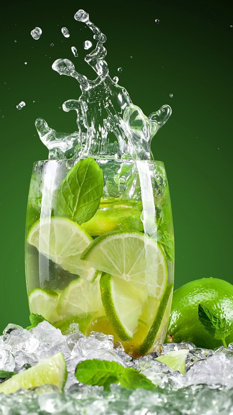 Glass With Lime wallpaper 750x1334