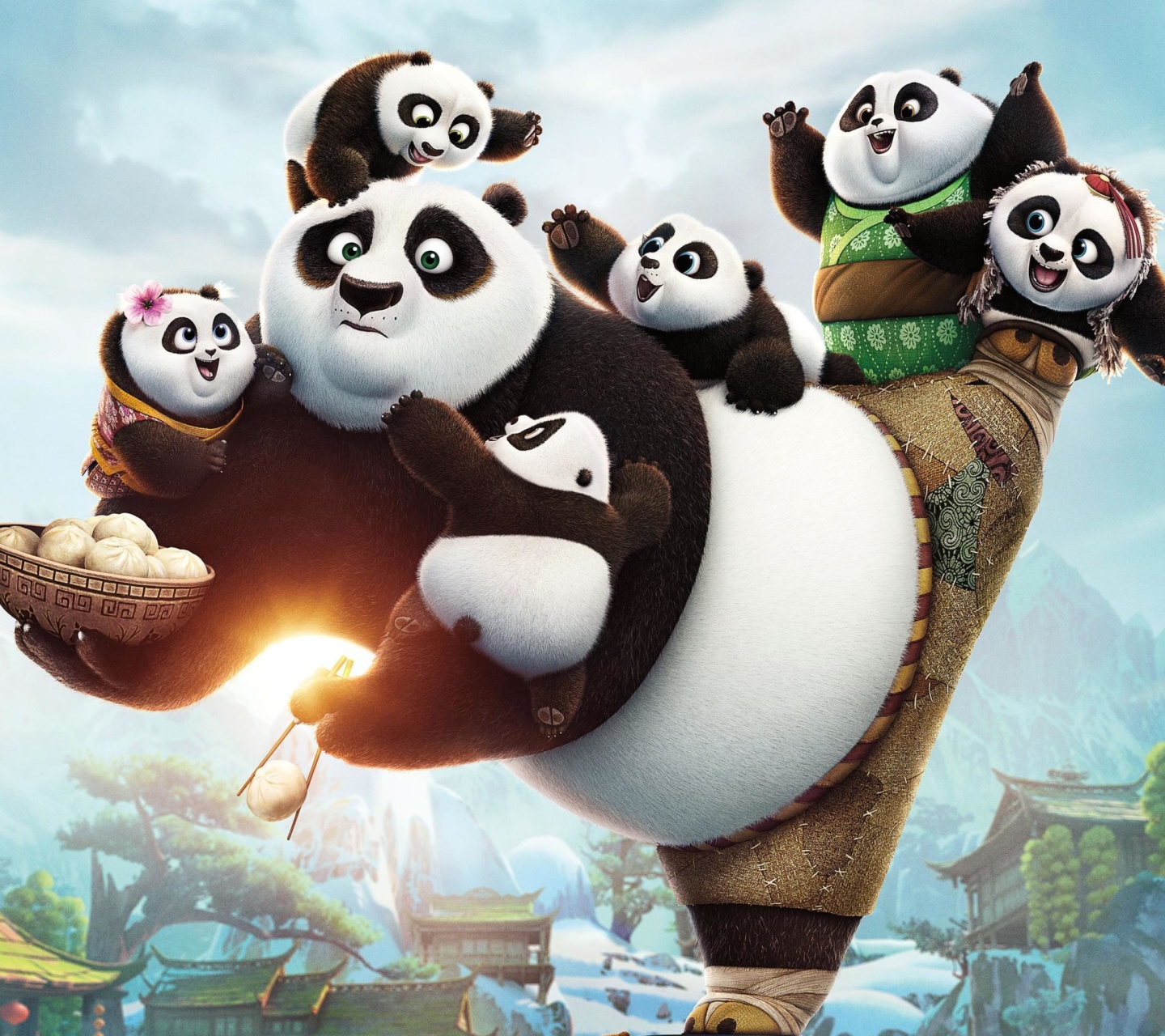 Обои Kung Fu Panda Family 1440x1280