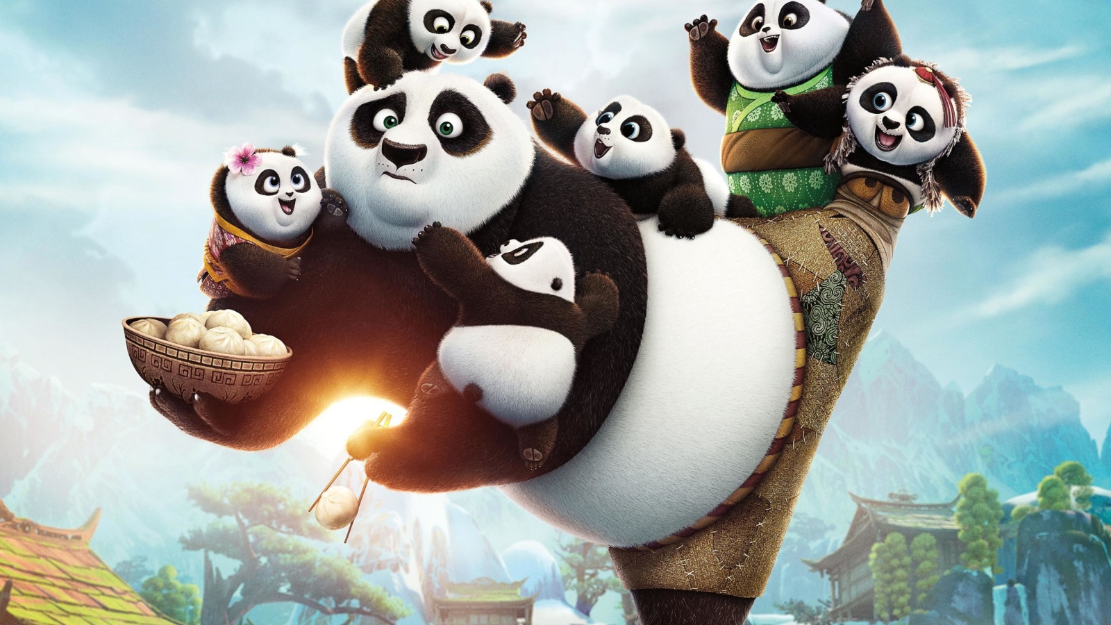 Обои Kung Fu Panda Family 1600x900