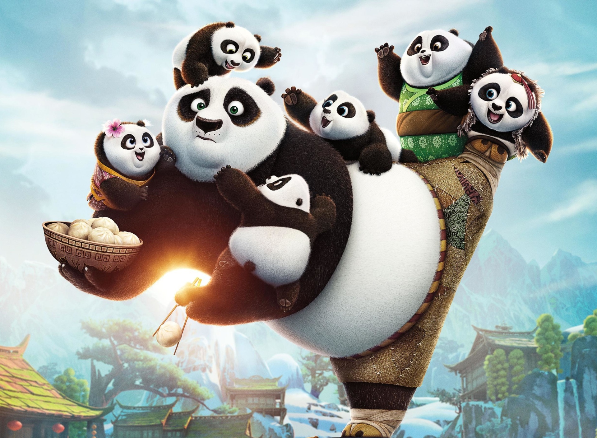 Fondo de pantalla Kung Fu Panda Family 1920x1408