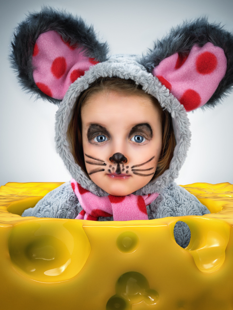 Little Girl In Mouse Costume wallpaper 480x640
