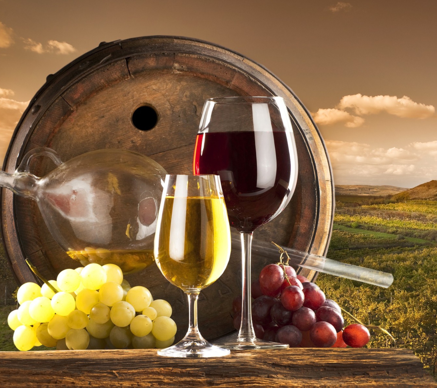 Das Grapes Wine Wallpaper 1440x1280