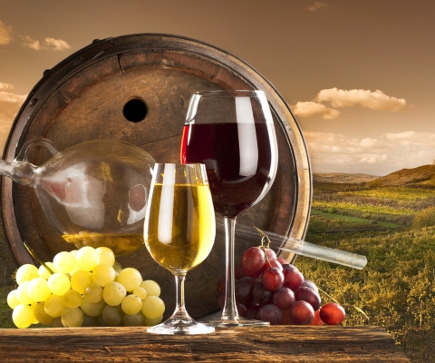 Обои Grapes Wine 480x400