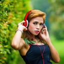 Sweet girl in headphones wallpaper 128x128