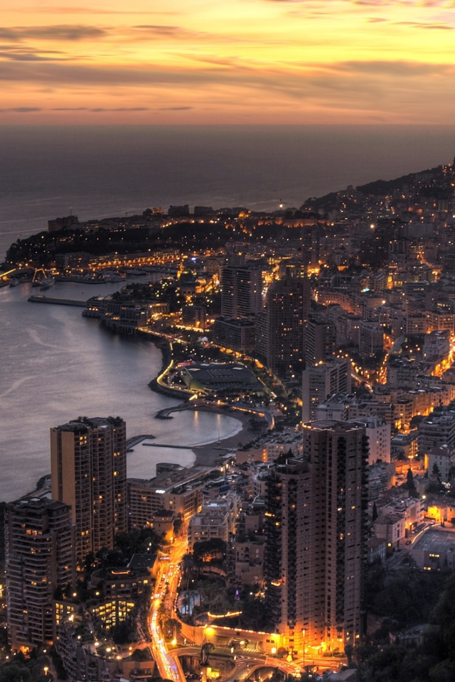 Monaco In Twilight wallpaper 640x960