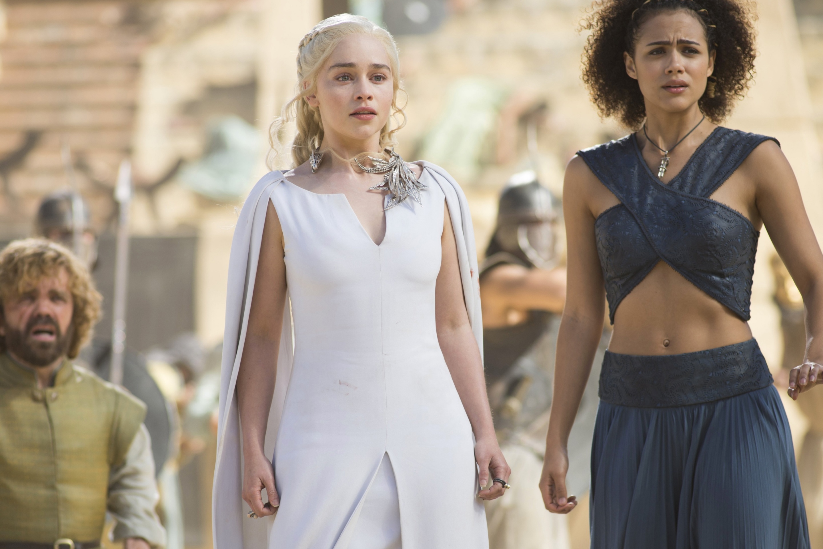 Sfondi Game Of Thrones Emilia Clarke and Nathalie Emmanuel as Missandei 2880x1920