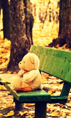 Screenshot №1 pro téma Teddy Bear Forgotten On Bench 240x400