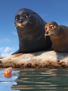 Sfondi Finding Dory with Fish and Seal 240x320