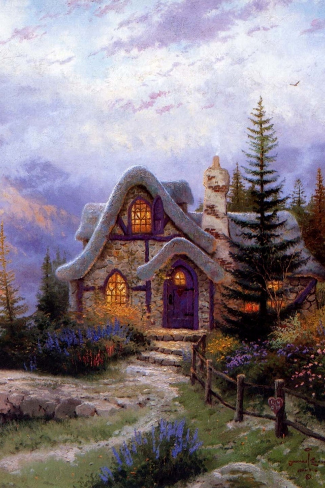 Thomas Kinkade Sweetheart Cottage Painting screenshot #1 640x960
