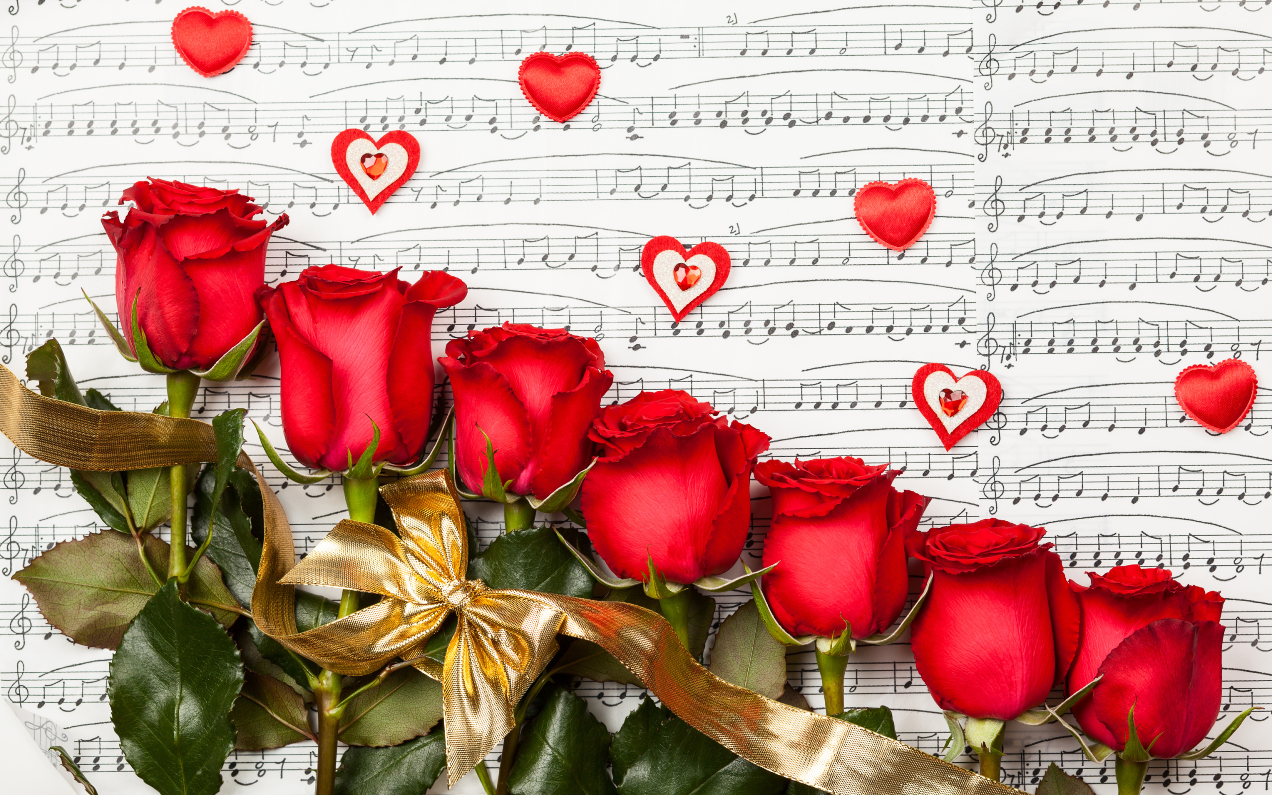 Обои Roses, Love And Music 2560x1600