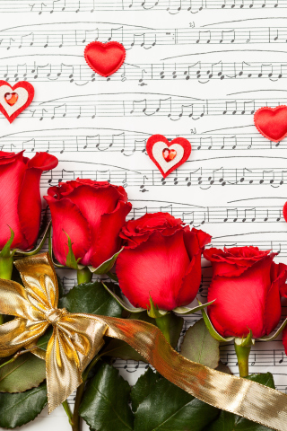 Das Roses, Love And Music Wallpaper 320x480