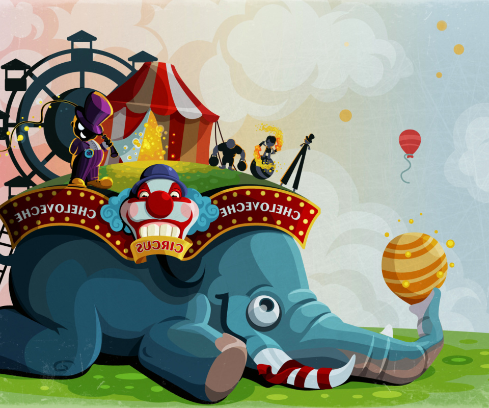 Circus with Elephant wallpaper 960x800
