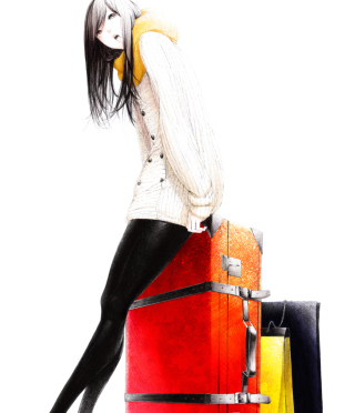 Travel Girl Drawing - Obrázkek zdarma pro 128x160