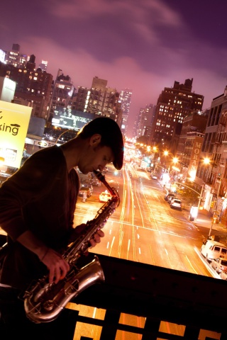 Screenshot №1 pro téma Jazz and Saxophone Player 320x480