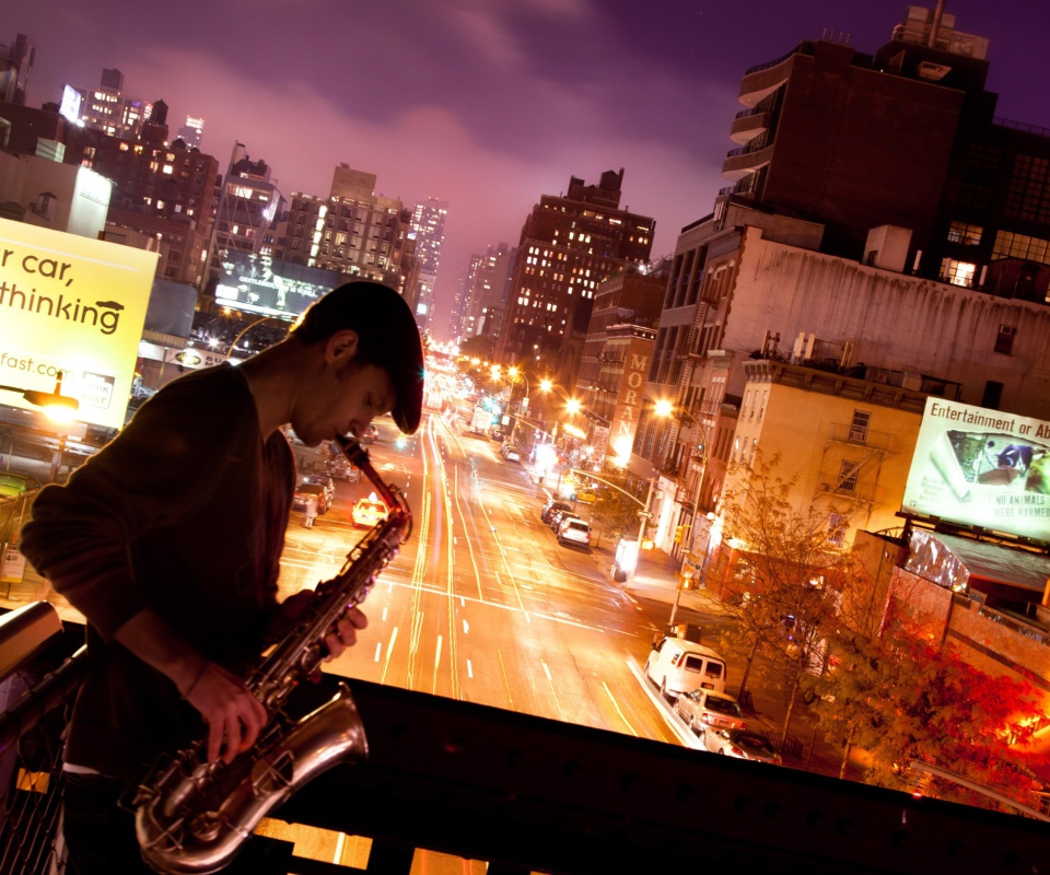Jazz and Saxophone Player wallpaper 960x800