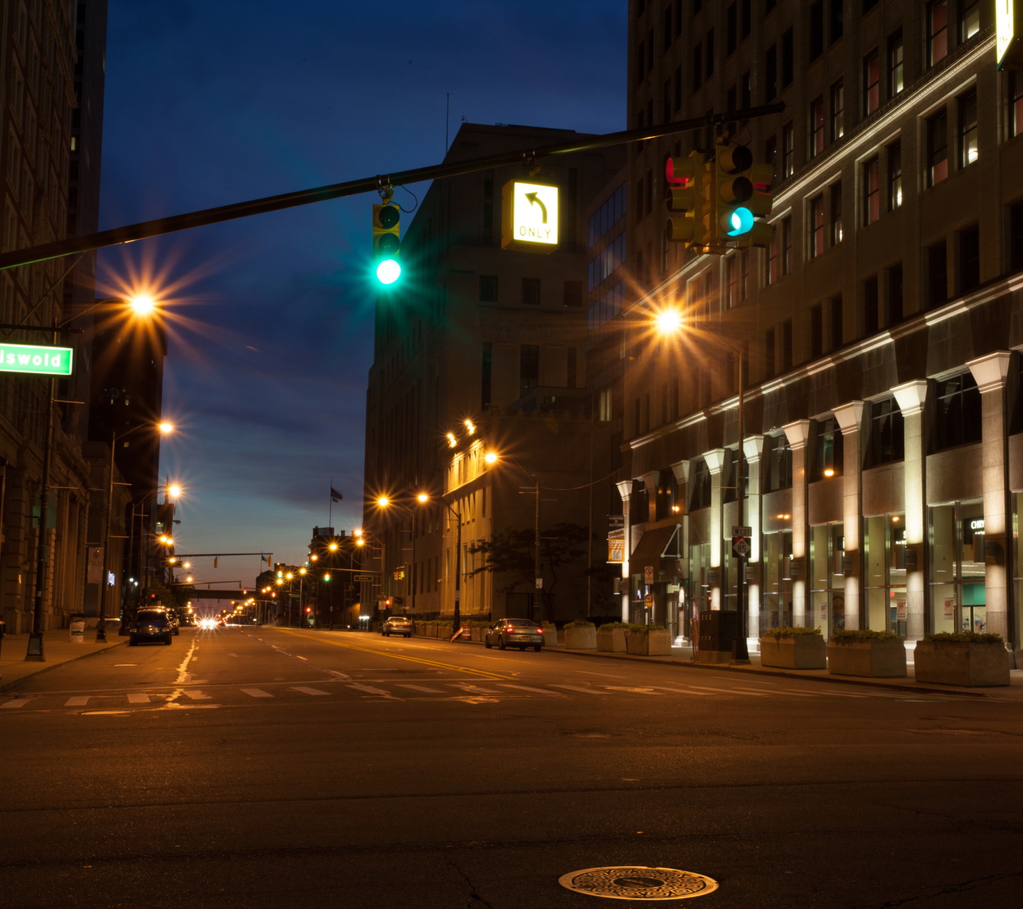 Das USA Roads Detroit Michigan Night Street Cities Wallpaper 1440x1280