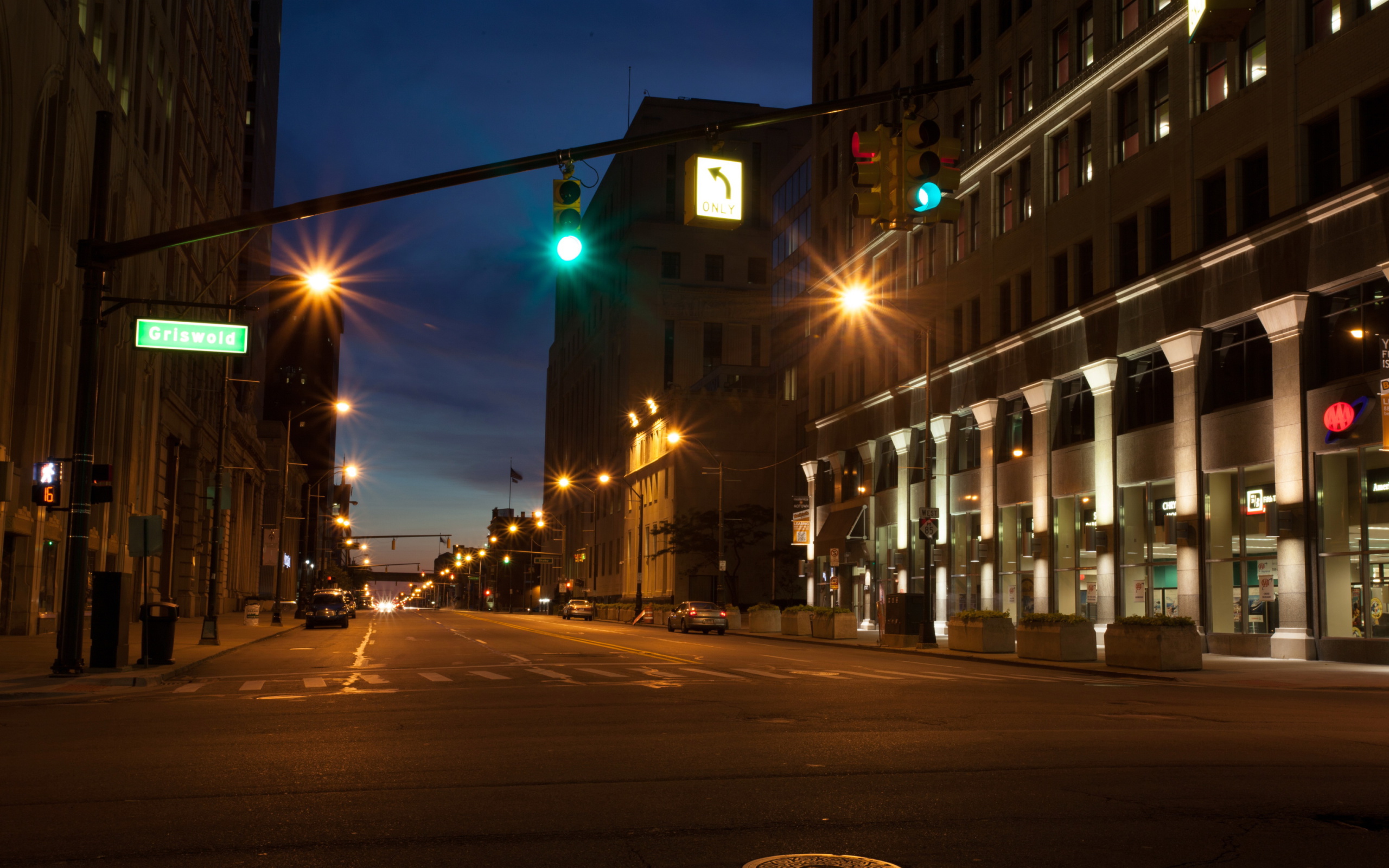 Screenshot №1 pro téma USA Roads Detroit Michigan Night Street Cities 2560x1600