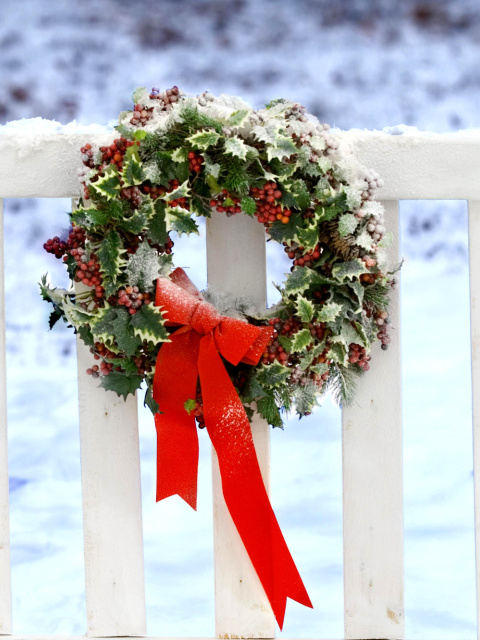 Das Holiday Wreath Wallpaper 480x640