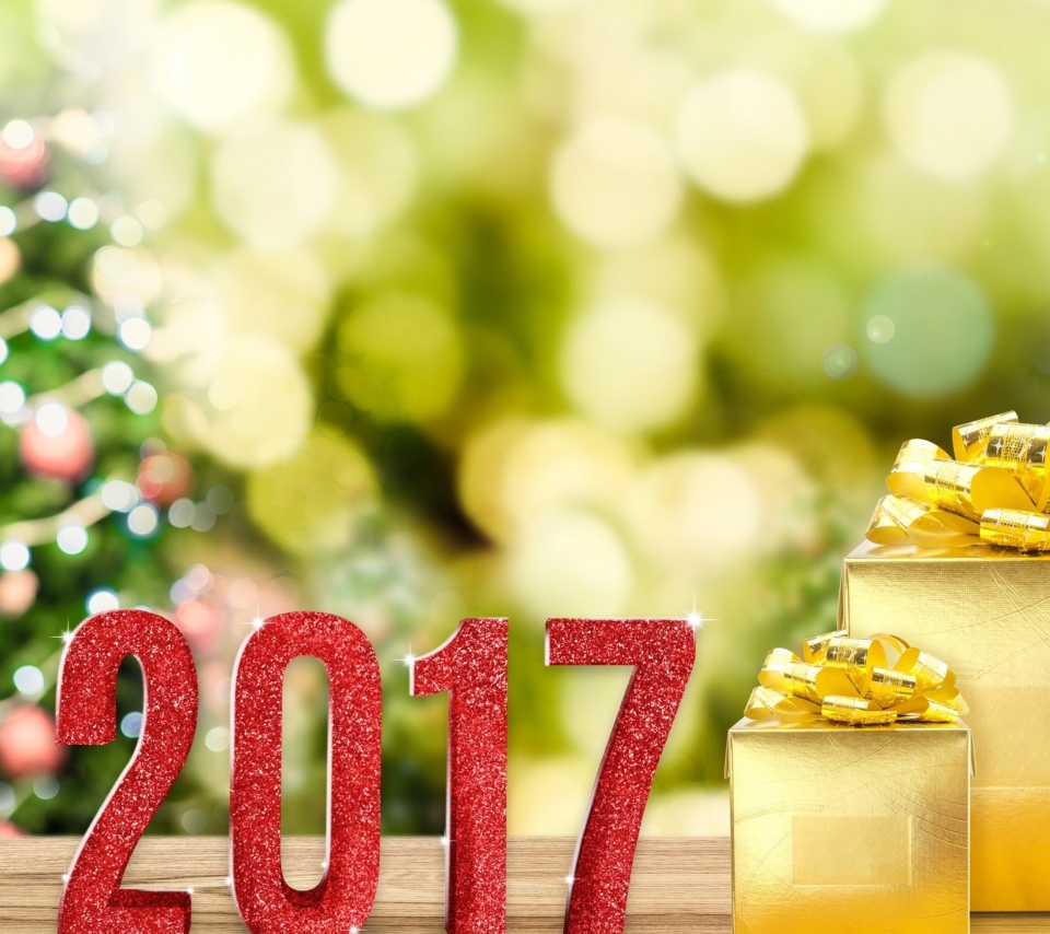 Screenshot №1 pro téma 2017 New Year with Gold Gift 960x854