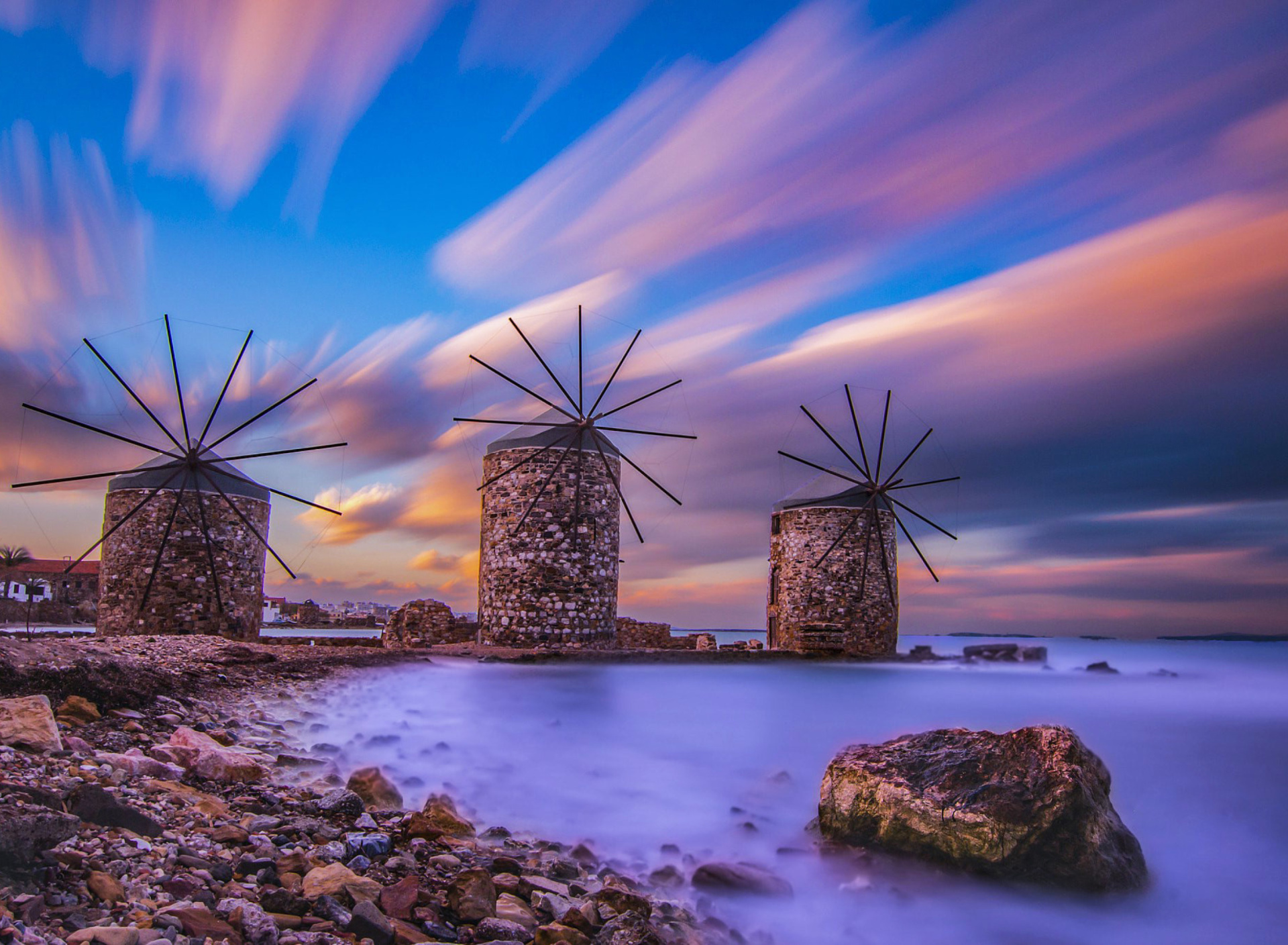 Обои Windmills in Greece Mykonos 1920x1408
