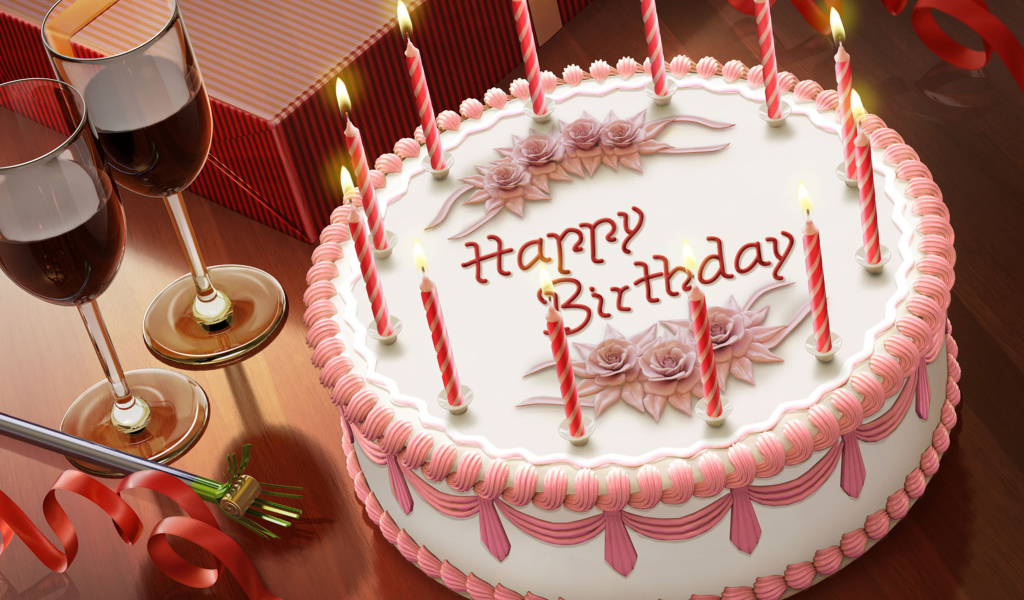 Обои Happy Birthday Cake 1024x600