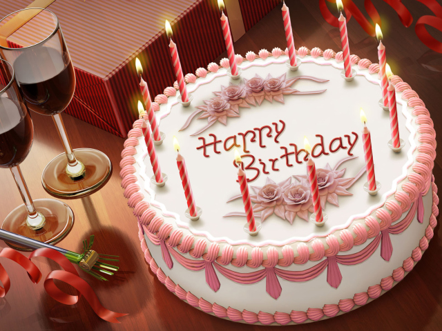 Das Happy Birthday Cake Wallpaper 640x480