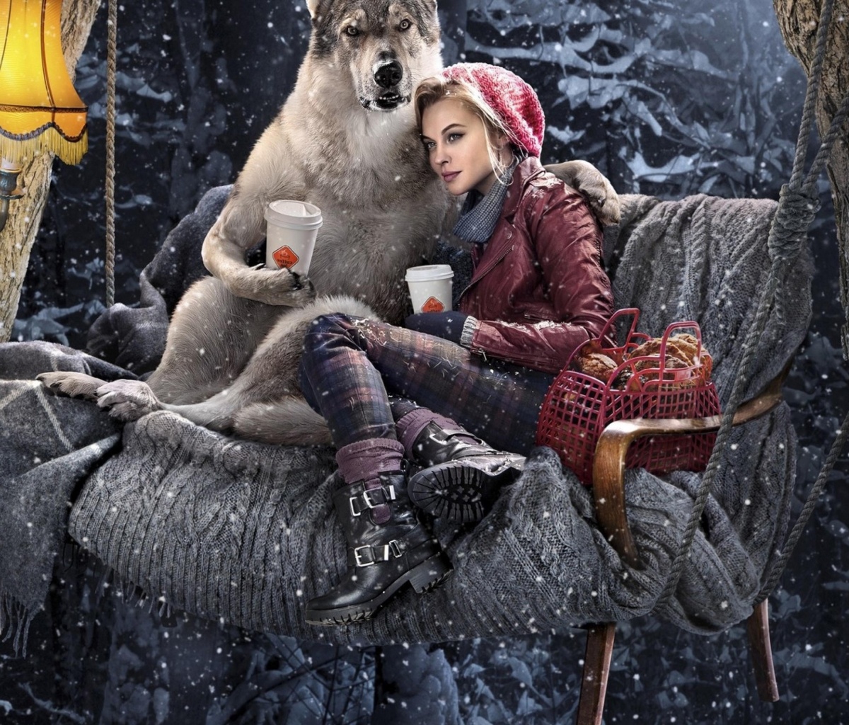 Das Little Red Riding Hood with Wolf Wallpaper 1200x1024
