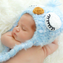 Обои Cute Sleeping Baby Blue Hat 128x128