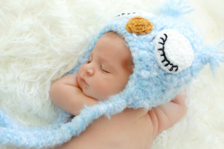 Cute Sleeping Baby Blue Hat - Obrázkek zdarma pro 1600x900