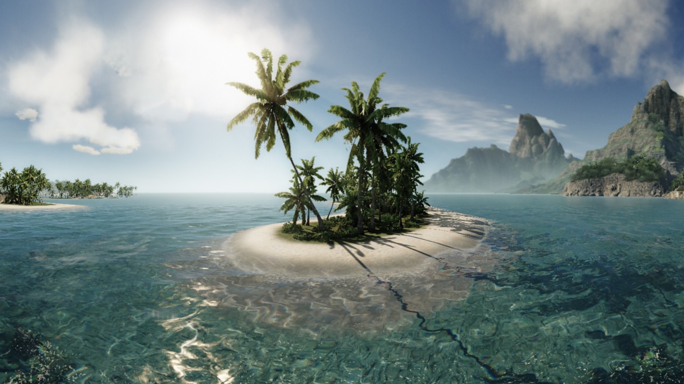 Screenshot №1 pro téma Lonely Island In Middle Of Ocean 1366x768