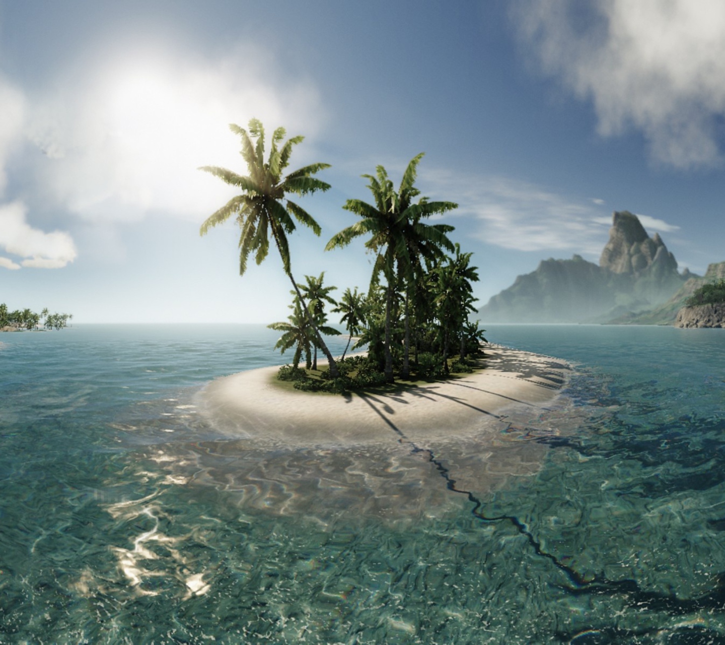 Fondo de pantalla Lonely Island In Middle Of Ocean 1440x1280