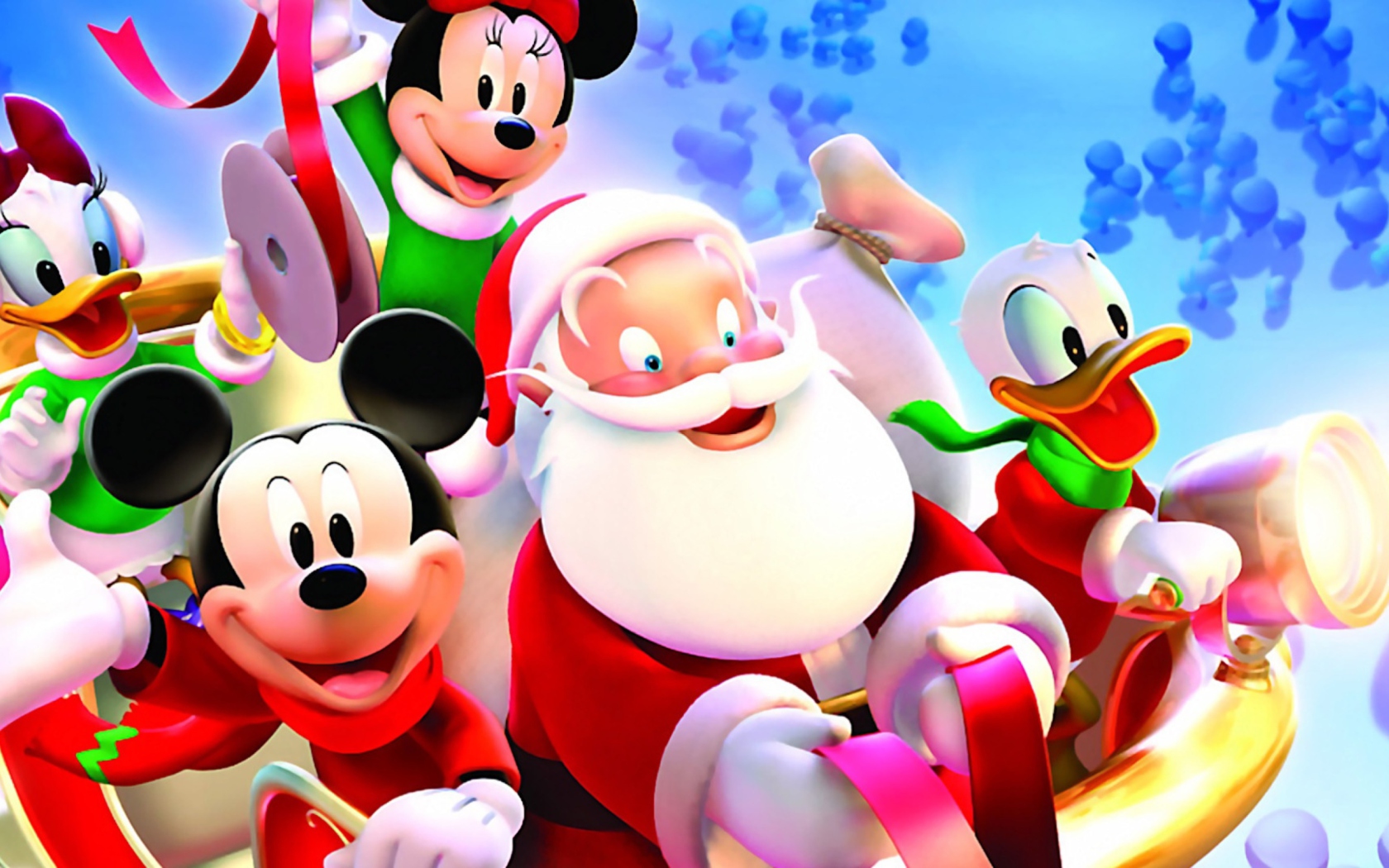 Das Mickey Santa Christmas Wallpaper 1680x1050