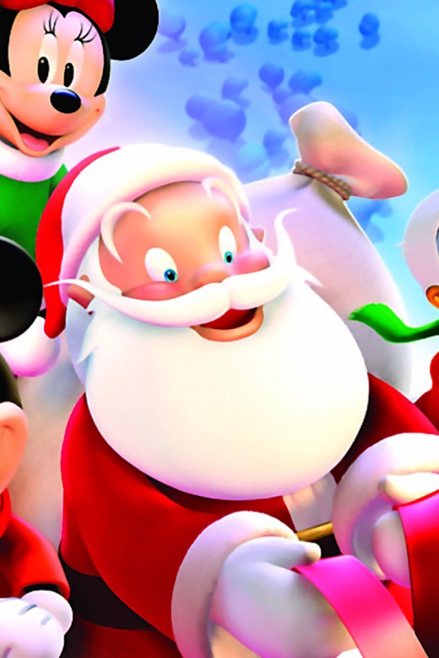 Das Mickey Santa Christmas Wallpaper 640x960