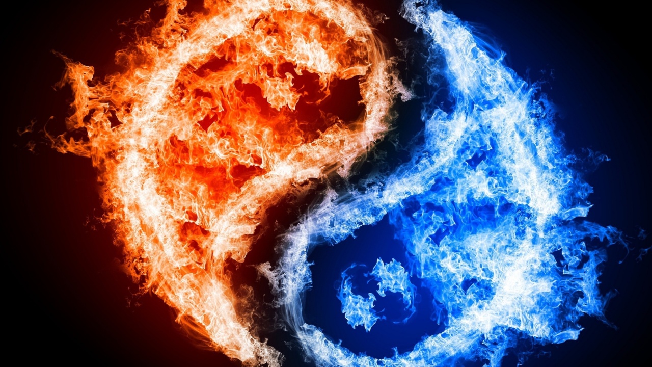 Fondo de pantalla Yin and yang, fire and water 1280x720