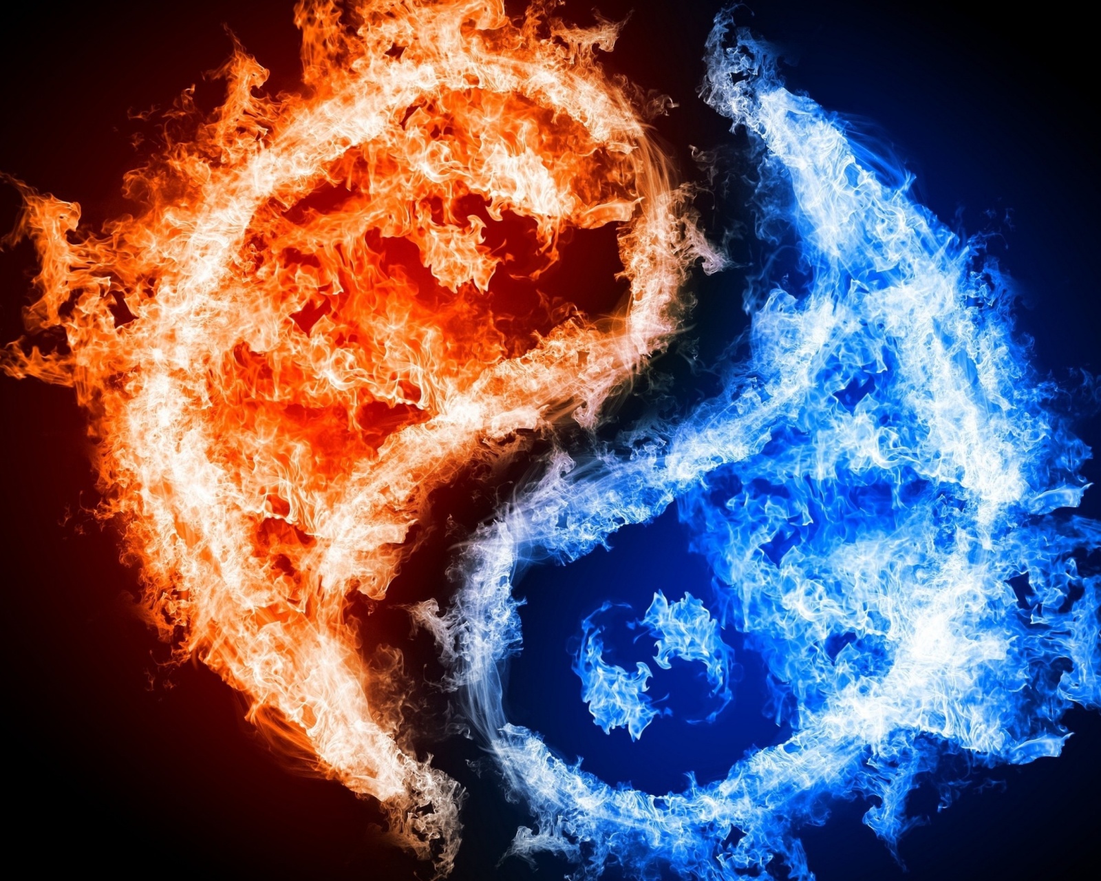 Yin and yang, fire and water wallpaper 1600x1280