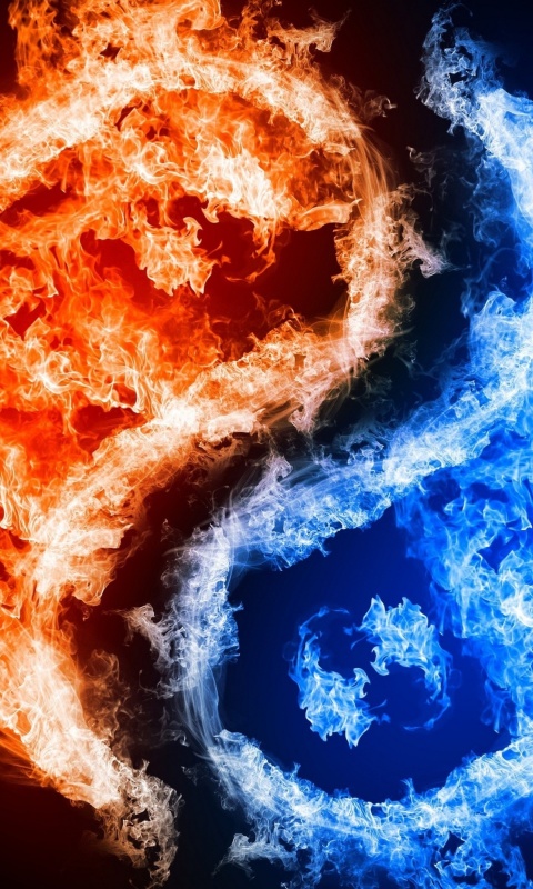 Yin and yang, fire and water wallpaper 480x800
