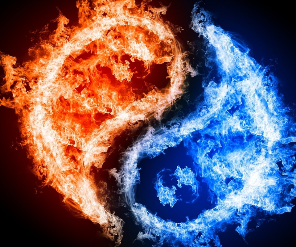 Yin and yang, fire and water wallpaper 960x800