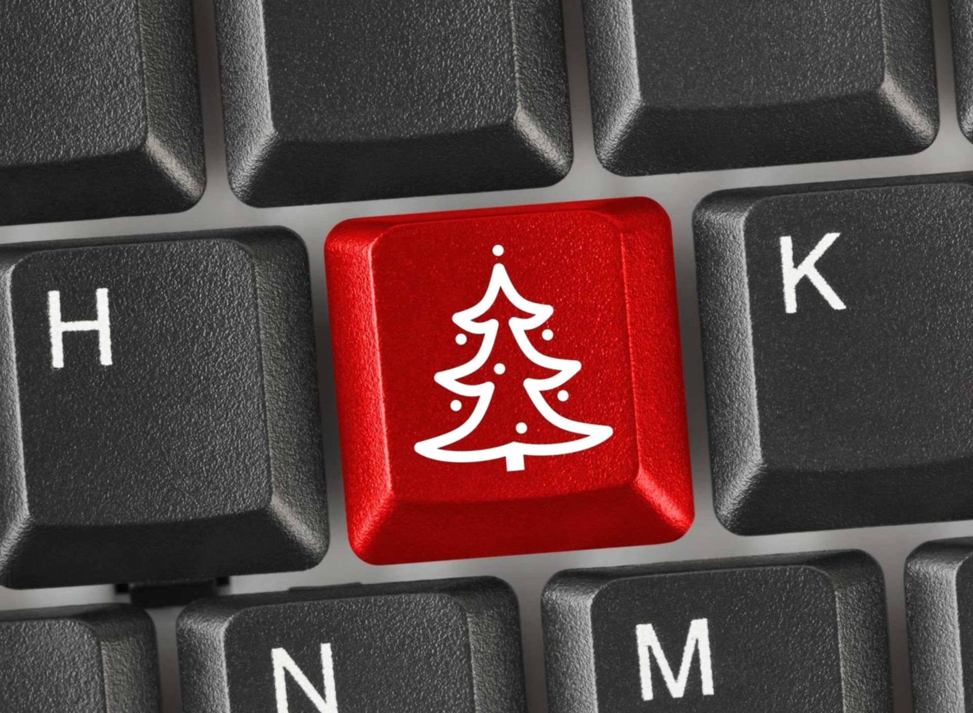 Das Christmas Tree on Computer Keyboard Wallpaper 1920x1408