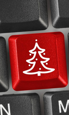 Обои Christmas Tree on Computer Keyboard 240x400