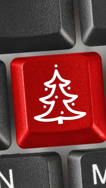 Обои Christmas Tree on Computer Keyboard 360x640